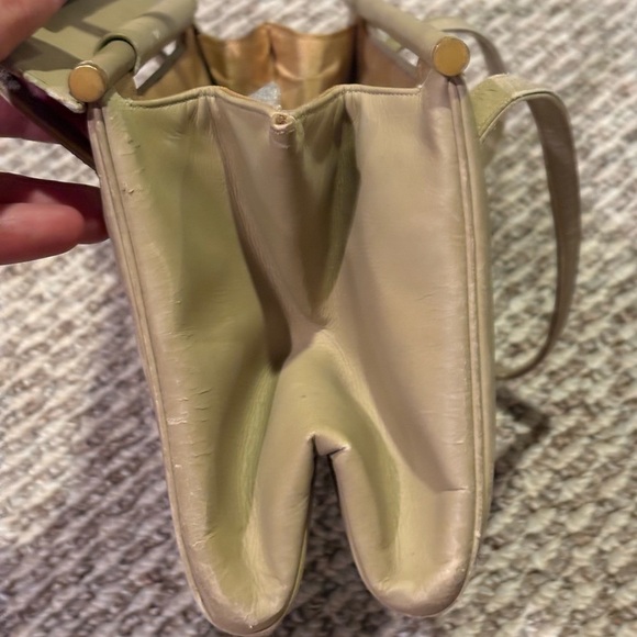 Vintage Judith Leiber for Bonwit Teller Double-Gusset Frame Bag — Taupe Leather - Picture 14 of 16